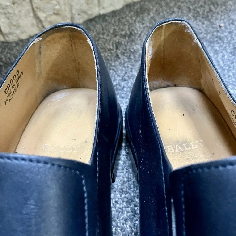 Bally Men's Caddo Sz 9 US Blue Leather Slip On Loafers Luxury Square Toe (8F UK)